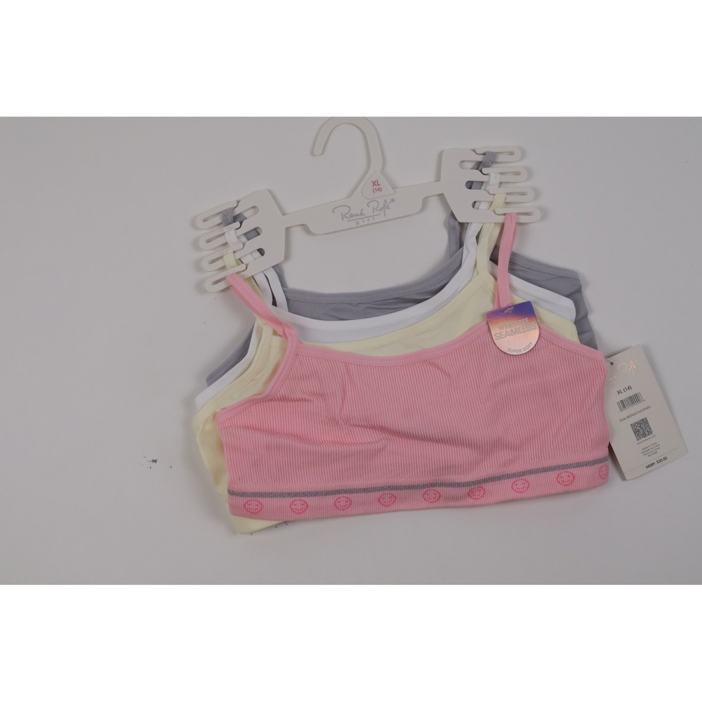 Rene Rofe Bralette 4-Pack Seamless Wire-Free Pink White Yellow Grey XL 14 NWT